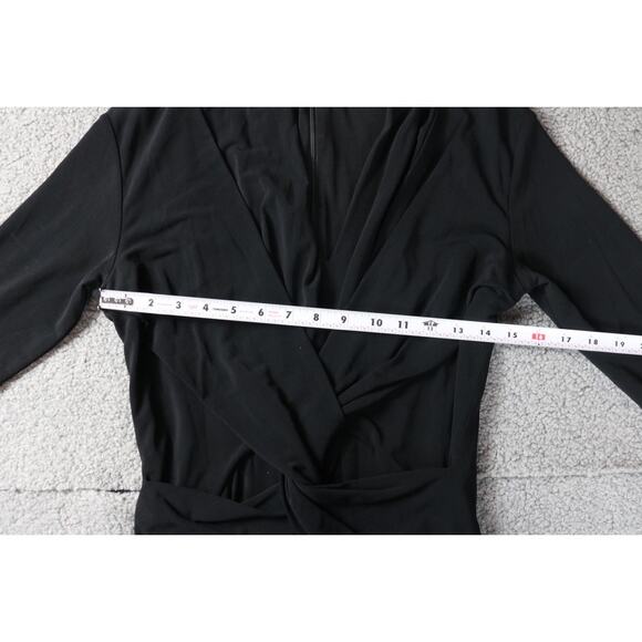 MM LaFleur Dress Womens 6 Black Blair 2.0 Ruched Twist Long Sleeve Midi Zip Up - Picture 10 of 13